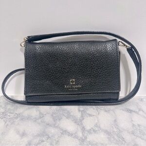 Kate Spade Southport Avenue Natalie Crossbody clutch Black leather bag wallet